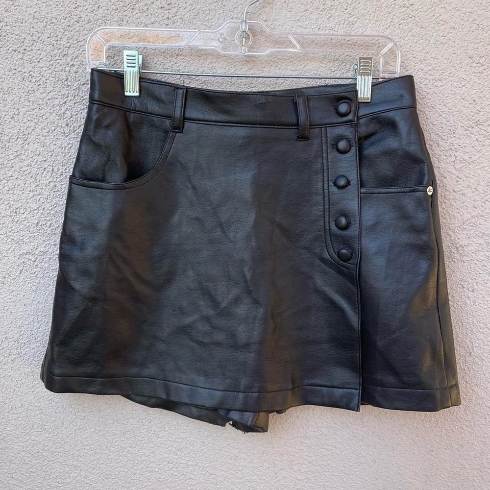 Vintage 90s Faux Leather Mini Skort